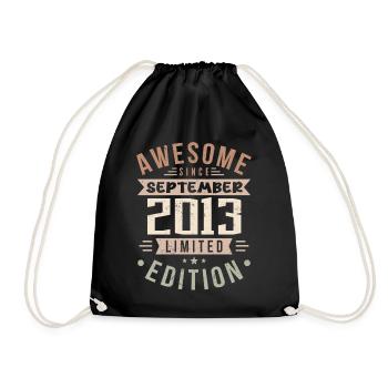 2013 September Birthday Born September 2013 - Drawstring Bag - black - Front