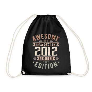 2012 Septembre Anniversaire Né Septembre 2012 - Sac de sport léger - noir - Devant