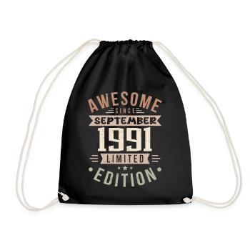 1991 Septembre Anniversaire Né en septembre 1991 - Sac de sport léger - noir - Devant