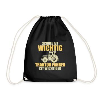 Tractor Trekker Tractor School Saying Gift - Drawstring Bag - black - Front