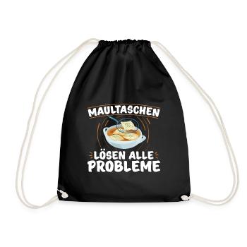 Maultaschen Sprüche | Schwaben Ländle Geschenkidee - Turnbeutel - Schwarz - Vorne