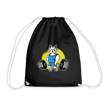 West Highland White Terrier Weightlifting I - Drawstring Bag - black - Front