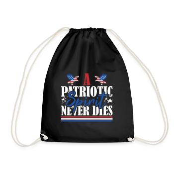 Veteran US Flag A Patriotic Spirit Never Dies - Drawstring Bag - black - Front