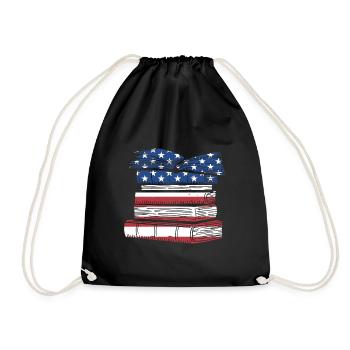 Reader Us Flag Reading - Drawstring Bag - black - Front