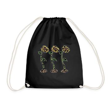 Cow Sunflower Farm Animal Gift Cow Pattern - Drawstring Bag - black - Front