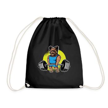 Yorkshire Terrier Weightlifting I Deadlift Fitness - Drawstring Bag - black - Front