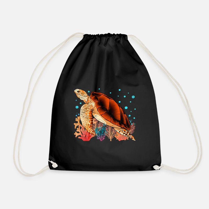 Ozean Tier Geschenk Farbenfrohes Schildkröte - Turnbeutel - Schwarz
