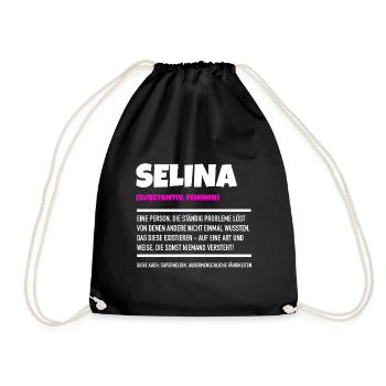Name Selina Design - Turnbeutel - Schwarz - Vorne