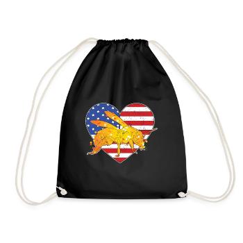 USA drapeau coeur abeille insecte Animal cadeau apiculteur - Sac de sport léger - noir - Devant
