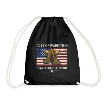 Acts Of Patriotism Come From Heart Army Veteran - Drawstring Bag - black - Front