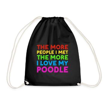 More People I Met More I Love Poodle - Drawstring Bag - black - Front