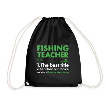 Fisher Teacher Definition Fishing - Drawstring Bag - black - Front
