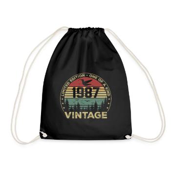 Vintage 1987 Original 1987 Rétro Anniversaire 1987 - Sac de sport léger - noir - Devant