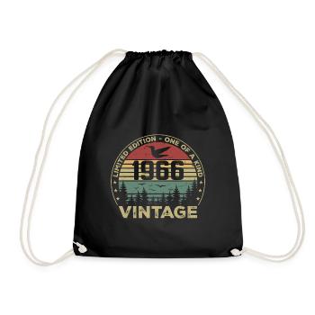 Jahrgang 1966 Original 1966 Retro Geburtstag 1966 - Turnbeutel - Schwarz - Vorne