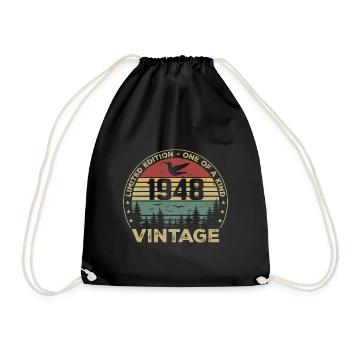 Jahrgang 1948 Original 1948 Retro Geburtstag 1948 - Turnbeutel - Schwarz - Vorne