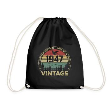 Vintage 1947 Original 1947 Retro Birthday 1947 - Drawstring Bag - black - Front