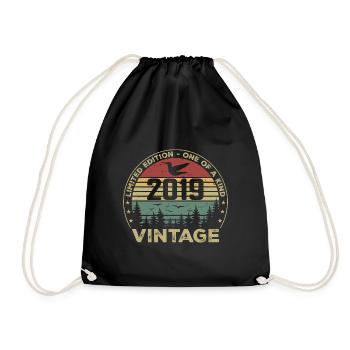 Jahrgang 2019 Original 2019 Retro Jubiläum 2019 - Turnbeutel - Schwarz - Vorne