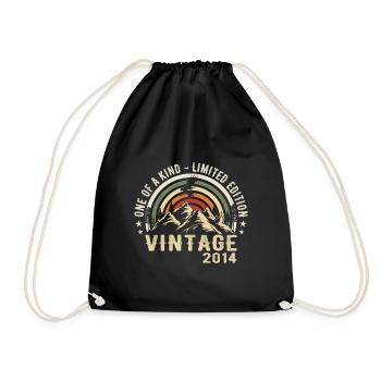 Né en 2014 Vintage 2014 Anniversaire Rétro 2014 - Sac de sport léger - noir - Devant