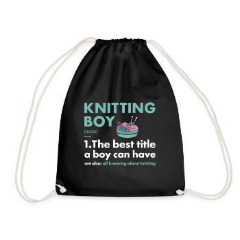 Knitter Boy Definition Knitting - Turnbeutel - Schwarz - Vorne
