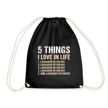 5 choses que j’aime dans la vie Labrador Retriever - Sac de sport léger - noir - Devant