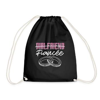 Fiancé, Partner, Girlfriend, Gift, Engagement - Drawstring Bag - black - Front