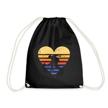 Sport Retro Sunset Heart Bocce - Drawstring Bag - black - Front
