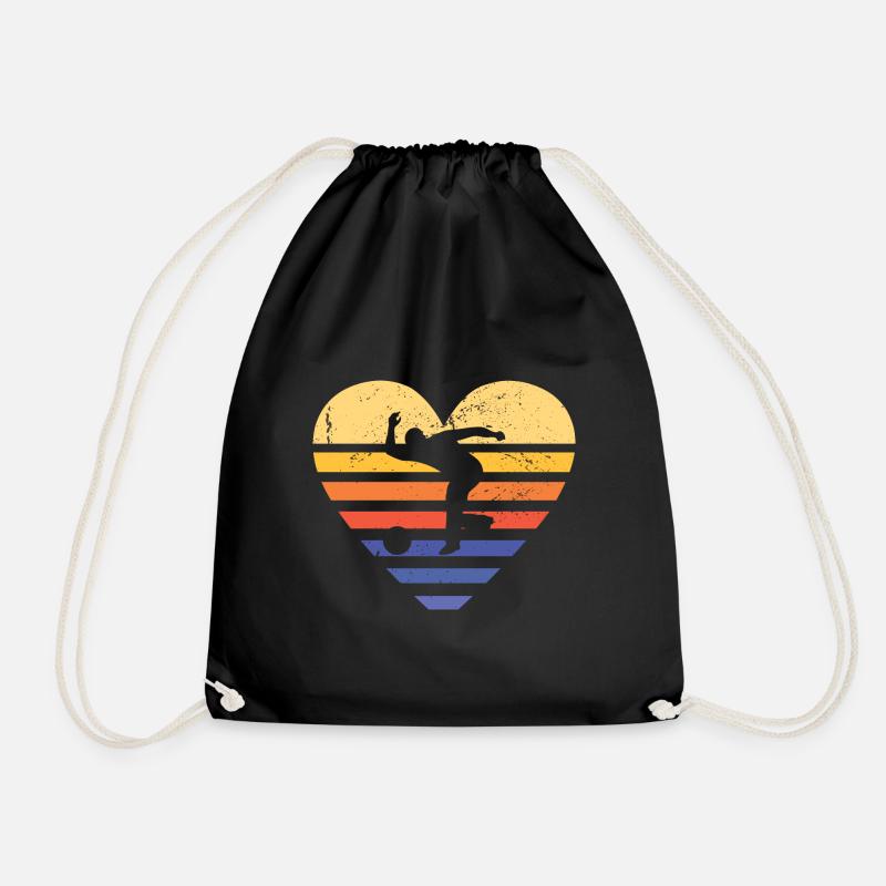 Sport Retro Sunset Heart Bowling - Turnbeutel - Schwarz