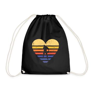 Sport Retro Sunset Heart Rugby - Drawstring Bag - black - Front