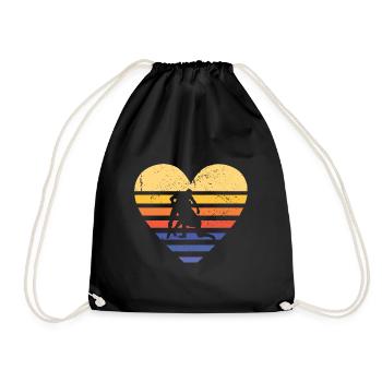 Sports Retro Sunset Heart Wrestling - Drawstring Bag - black - Front