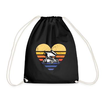 Sport Retro Sunset Heart Sprint Car Racing - Drawstring Bag - black - Front