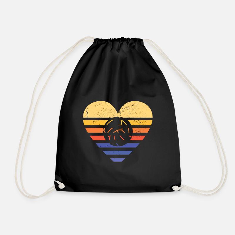 Sport Retro Sunset Heart Netball - Drawstring Bag - black