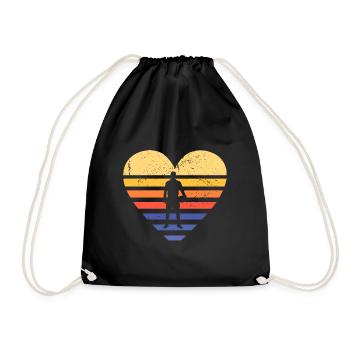 Sport Retro Sunset Heart Football - Turnbeutel - Schwarz - Vorne
