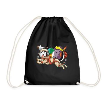 Universe Dogs Gift Space Astronaut Husky - Drawstring Bag - black - Front