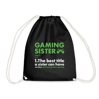 Gamer Sister Definition Gaming - Turnbeutel - Schwarz - Vorne