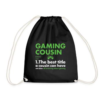 Gamer Cousin Definition Gaming - Turnbeutel - Schwarz - Vorne