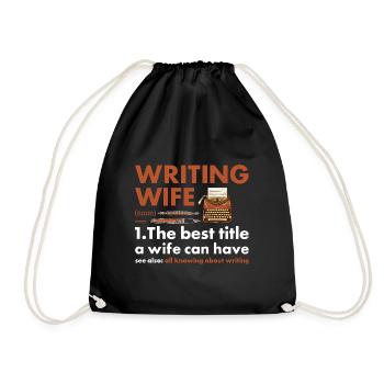 Writer Wife Definition Writing - Drawstring Bag - black - Front