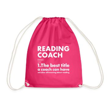 Reader Coach Definition Reading - Drawstring Bag - fuchsia - Front