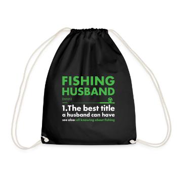 Fisher Husband Definition Fishing - Drawstring Bag - black - Front