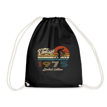 50th Birthday 1975 Vintage Retro Bicycle Cyclist - Drawstring Bag - black - Front