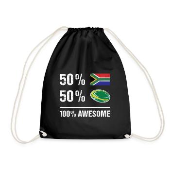 50% South Africa 100% Awesome South Africa Rugby - Drawstring Bag - black - Front