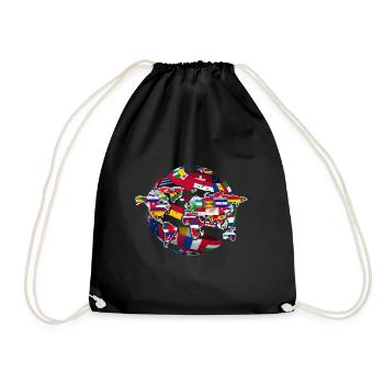 Travel Gift Globe International Flags - Drawstring Bag - black - Front