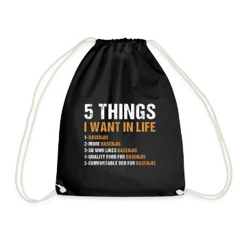 Dog 5 Things I Want In Life Basenji - Drawstring Bag - black - Front