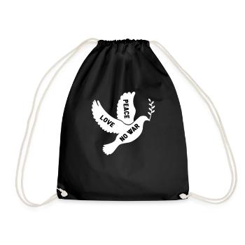 Frieden Friedenstaube Friedensstifter Geschenk - Turnbeutel - Schwarz - Vorne