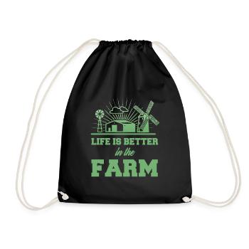 Farmer farmer farmer tractor farm gift - Drawstring Bag - black - Front