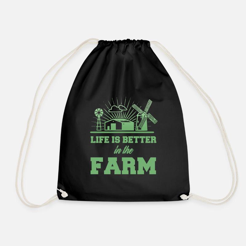 Bauer Farmer Landwirt Traktor Bauernhof Geschenk - Turnbeutel - Schwarz