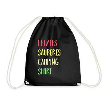 Letztes sauberes Camping Shirt - Turnbeutel - Schwarz - Vorne