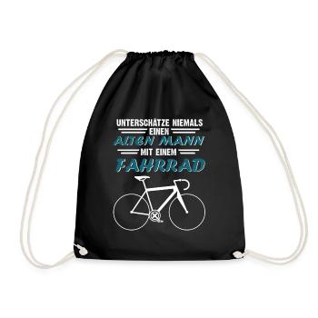 Unterschätze niemals einen alten Mann mit Fahrrad - Turnbeutel - Schwarz - Vorne