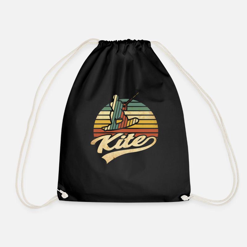 Vintage Kitesurfing Design - Turnbeutel - Schwarz