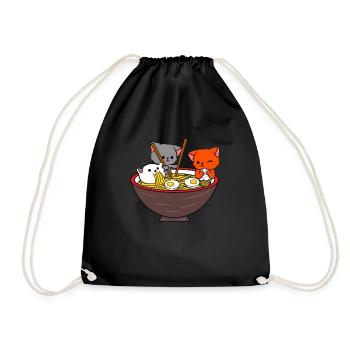 Ramen Kawaii Katze Anime - Turnbeutel - Schwarz - Vorne