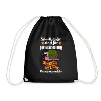 Schrittzähler sind für Fortgeschritten Schnecken - Turnbeutel - Schwarz - Vorne